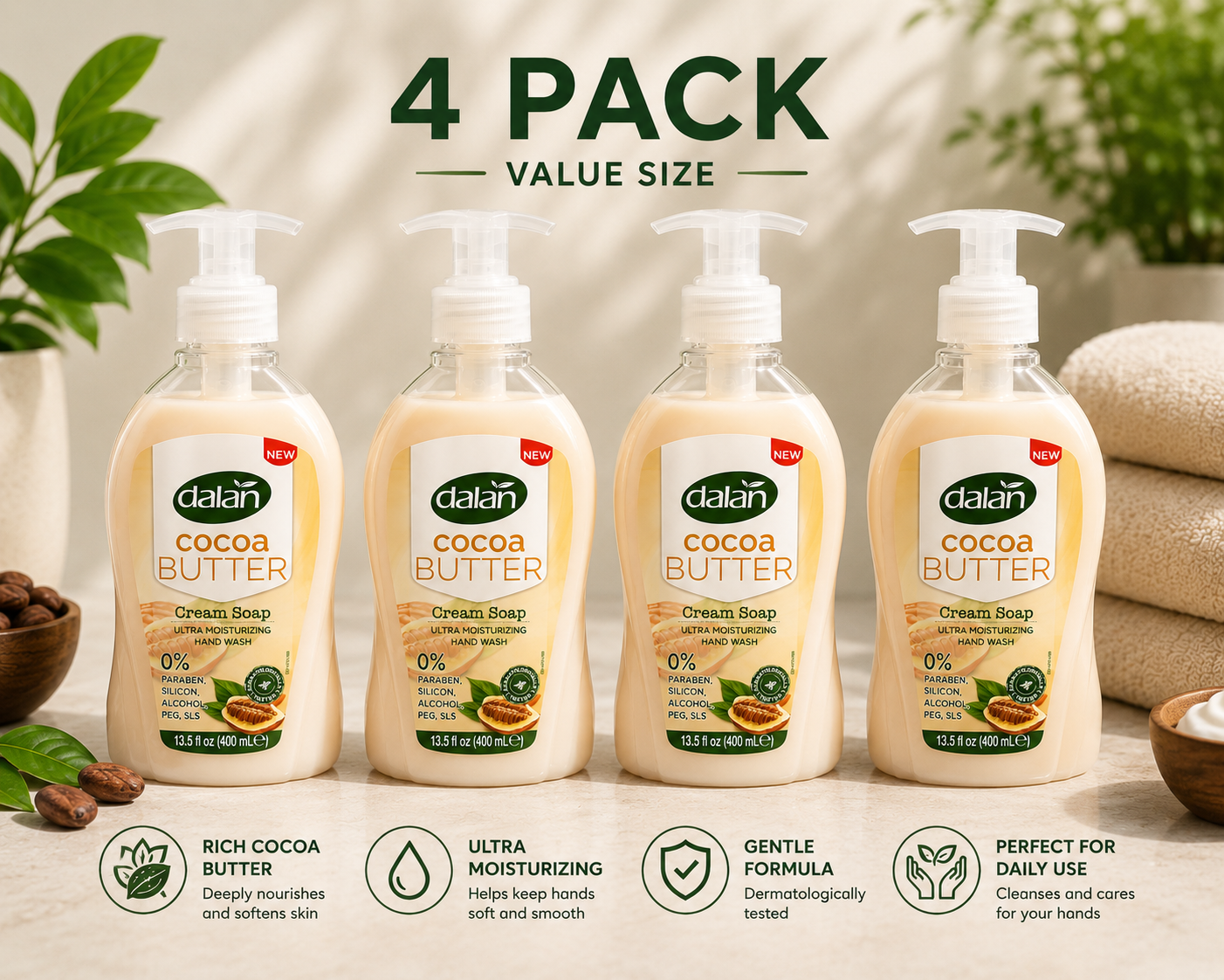 Dalan Cocoa Butter Cream Soap / 4 - Pack
